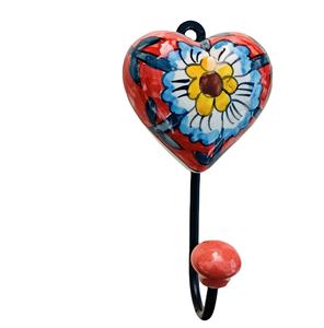 Crochet mural en céramique artisanal en forme de cœur, porte-clés, porte-manteau - Product Image 2