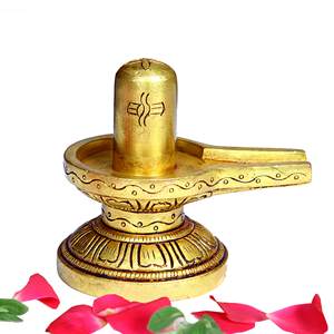 Shivling de latón hecho a mano para Puja Pooja Mandir Temple Home Office Decor Showpiece Decoración de mesa Acabado dorado - Product Image 1