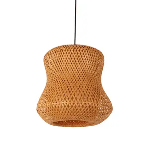 In Stock Vietnam Handmade Natural Materials Rattan Pendant Light Bamboo Lampshade with Special Shape For Home Decor Chandelier