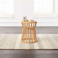 Tabouret en rotin naturel fait à la main Table d'appoint petite Table basse Boho rond tissé meubles en rotin pour salon chambre balcon