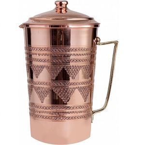 Jarra de agua de metal hecha a mano personalizada con mesa de comedor de acabado fino diseño de caño de jarra decorativa para evitar jarra de desbordamiento - Product Image 4