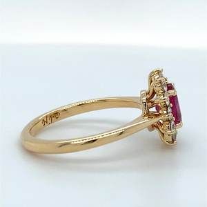 Çarpıcı Gia ısıtılmamış Ctw canlı kırmızı yakut D Vs 925 ayar gümüş 14k altın kaplama Halo nişan yüzüğü - Product Image 4