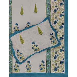 Hand Block Printed 100% Cotton Double Bedsheet Pillow Covers Eco-Friendly Classic Floral <b>King</b> <b>Size</b> <b>Sheets</b> 3-Piece Set for Home - Product Image 1