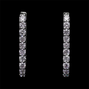 Elegantes pendientes de aro de oro amarillo de 14 quilates con diamantes naturales de corte redondo, joyería fina Everyday Glamour en Configuración de pavé - Product Image 2
