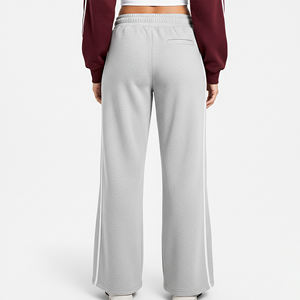 กางเกงวอร์มลำลองคุณภาพพรีเมียม ผ้าฝ้าย 100% 350 GSM สไตล์สตรีทแวร์ ลายแถบสีขาวด้านข้าง ทรงฮิปฮอป รับผลิตแบบ OEM/ODM - Product Image 5