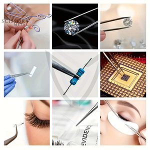 Nouvelles pinces à épiler de précision en acier inoxydable de qualité chirurgicale, durables, avec poignée diamantée, pour extensions de cils, emballage personnalisé écologique - Product Image 4