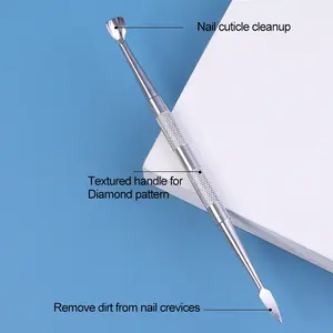 Processus de poussoirs à ongles en chrome perlé améliorés Poignée incurvée Poussoirs à ongles à cuticules Expédition rapide Outils à ongles - Product Image 4