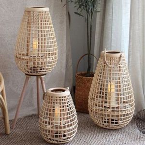 Portavelas de ratán natural barato al por mayor linterna sostenible lámpara de mesa ecológica Bohemia para el hogar y el jardín en Vietnam - Product Image 6