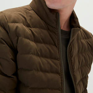 Veste matelassée en toile brodée personnalisée pour homme, marron bronze, manteau d'hiver léger, isolé, parka d'extérieur imperméable, réversible - Product Image 4