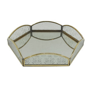 Joyero de forma cuadrada de cristal y latón con chapado en plata, producto personalizado para decoración de bodas, hecho a mano a granel - Product Image 2