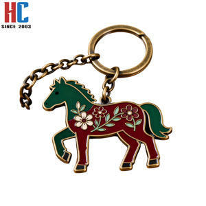 Porte-clés <span class=keywords><strong>Cheval</strong></span> 2026 en métal émaillé, plaqué or moderne, avec logo couleur personnalisé, fabriqué sur mesure par une usine avec une expérience de 23 ans, pour le Nouvel An Chinois et les entreprises - Product Image 2
