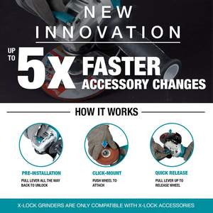 Amoladora Angular Mini Profesional de 18V Li-ion LXT de 125mm sin Escobillas con Interruptor de Gatillo Tipo X-Lock - Baterías y Cargador No Incluidos - Product Image 4