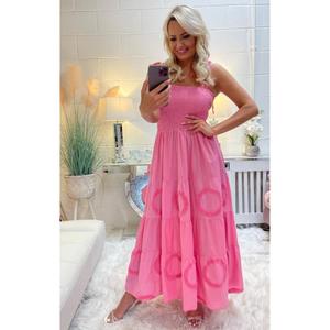 Lady Fashion Elegant Summer Long Ruffled Tie Dye Dresses O-Neck Floral Sexy Party Style Women's Natural Waistline Chiffon - Product Image 2