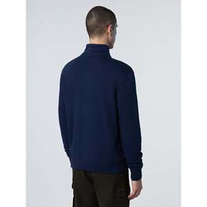 Felpa in maglia con zip intera North Sails AC38 Collection blu navy, casual, autunnale, lavaggio enzimatico, ricamo 3D, foderata - Product Image 3