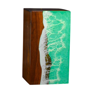 โกศทำจากไม้แกะสลักทำด้วยมือฝังด้วยเรซินโอเชี่ยนเวฟของที่ระลึกที่ระลึกหรูหรา - Product Image 5