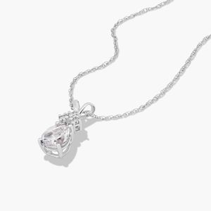 0.85CT Pear Shape White Topaz Pendant <b>Necklace</b> 14K White Gold Birthstone Jewelry Diamond Fine Jewelry OEM ODM Supplier Gift - Product Image 2