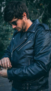 Chaqueta de Cuero para Hombre, Estilo Motero Clásico, Estilo Moto y Motociclista - Product Image 3