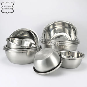 กระจกสแตนเลสหลายขนาดขัดชามผสมลึกชามสลัดชุดชามผสมสแตนเลส - Product Image 5