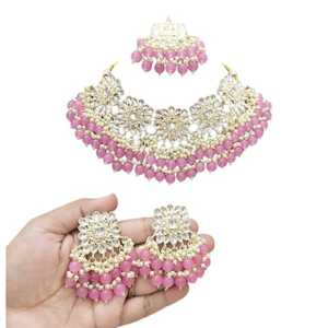 Última llegada de lujo indio nupcial conjuntos de boda collar de acero inoxidable tocado para mujeres producto más vendido para fiestas - Product Image 1