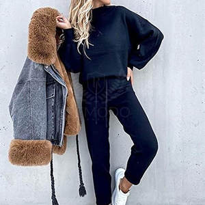 Ensemble de survêtements de jogging deux pièces à bas prix Costume de survêtement imprimé avec logo personnalisé pour femmes - Product Image 4