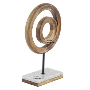 Redondo hecho a mano para madera de mango, escultura geométrica de doble círculo, patrón figurativo con soporte de mármol para Decoración de mesa - Product Image 4