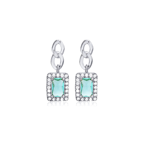Paraiba CZ Pierre Rectangle Conception Argent Boucles D'oreilles Turc À La Main 925 Bijoux En Argent Sterling - Product Image 5