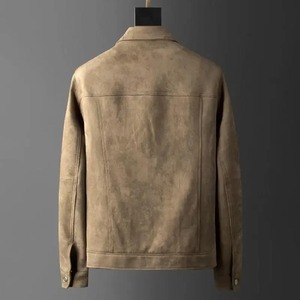 Printemps et automne saison mode couleur unie coupe ajustée col rabattable loisirs affaires léger luxe daim haut de gamme hommes manteau - Product Image 3