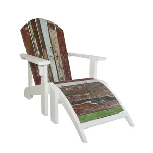 Meubles de patio Adirondack Chaises inclinables de plage en bois de bateau recyclées bon marché pour la cour extérieure Pliable Contemporain - Product Image 3