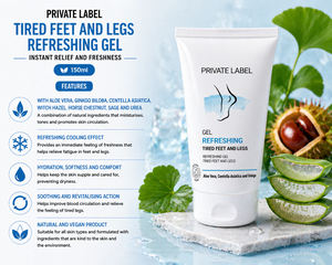 Gel rafraîchissant pour jambes et pieds fatigués, marque privée, 150 ml, OEM |   Gel Rafraîchissant Apaisant pour Stimuler la Circulation |   Naturel Espagne UE - Product Image 2