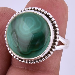 Anillo estilo bohemio de Plata de Ley 925 hecho a mano con piedras preciosas de malaquita, joyería de tendencia para boda de mujer - Product Image 1