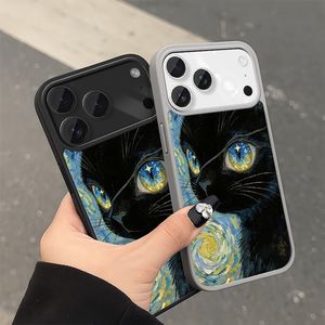 Funda Magnética para Teléfono con Diseño de Gato Negro y Flores Blancas, para iPhone 17 Pro Max, TPU Suave, Unisex - Product Image 3