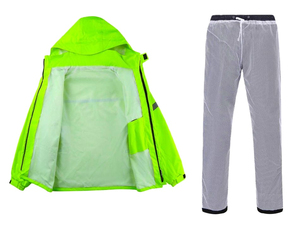 Waterproof Motorcycle Rain <b>Jacket</b> and Pants Set Breathable Nylon Riding Rainwear with <b>Reflective</b> Strip for Tour - Product Image 2
