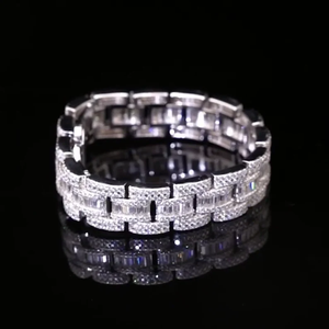 18mm Baguette Moissanite Cuban <b>Bracelet</b> Iced Out Cuban <b>Bracelet</b> Hip Hop Jewelry Unique Men's <b>Bracelet</b> - Product Image 4