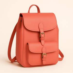 Sac à dos vintage en cuir véritable pour femmes, fermeture à boucle classique, sac de voyage et d'école - Product Image 3