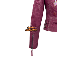 Nouvelle veste de motard vintage de style étoile pour femmes en cuir de peau de mouton véritable en noir avec des clous veste cloutée en cuir pour dames