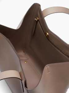 Genuine <b>Leather</b> Fashion Tote <b>Bag</b> <b>Women</b> Large Shoulder Work Minimalist <b>Laptop</b> Purse Two Zipper Taupe Beige Shopper Everyday Carry - Product Image 2