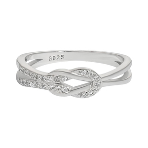 Anillo de Promesa Jeulia Love Forever Knot - Plata de Ley con Incrustaciones de Diamantes Chapadas en Rodio - Product Image 2