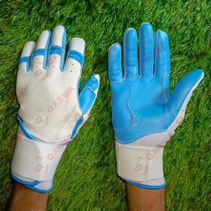 Logotipo personalizado puño largo dedo completo deportes al aire libre transpirable azul y blanco guantes de bateo de béisbol guantes de bateo de softbol duraderos - Product Image 4