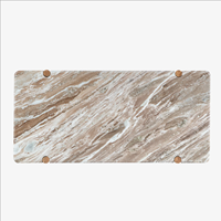 Dessus de dalle de marbre massif de style premium et pieds rectangulaires en bois de manguier audacieux Espace de salon Meubles de maison Table basse