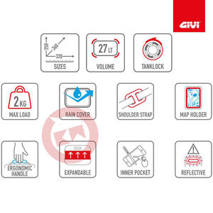 Pour GIVI EA143 Sacoche de réservoir universelle extensible pour moto avec fixation TANKLOCK 21>27 LT Sacoche arrière en aluminium État d'occasion - Product Image 3