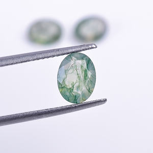 Agate verte mousse, coupe ovale brillante, pierre précieuse naturelle en vrac, fabrication de bijoux, personnalisable, 8,0x6,0x4,0 mm, haute qualité, 1,0 carat - Product Image 1