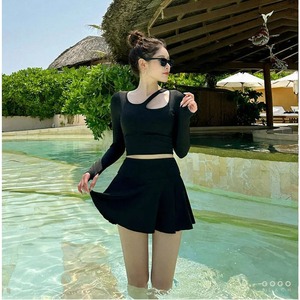 Conjunto de traje de baño de surf de manga corta con cremallera transpirable pantalones de protección contra sarpullidos para deportes acuáticos conjunto de traje de baño de surf para parejas largas - Product Image 2