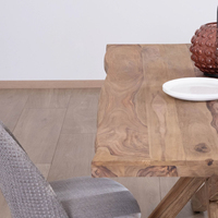 Ensemble de table à manger moderne pour la maison et les restaurants, en bois d'acacia massif, avec plateau rectangulaire à bords bruts, facile à déplacer, avec pieds en bois d'araignée