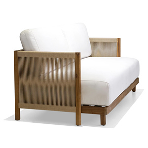 เฟอร์นิเจอร์สวนลานกลางแจ้งโซฟาไม้สักสองที่นั่งพร้อมเชือกทอและเบาะ-คาเนีย - Product Image 4