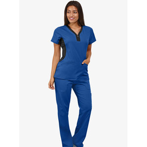 ชุดเครื่องแบบแพทย์และชุดพยาบาลคอวีสำหรับสตรีกางเกงวิ่งออกกำลังกายขัดผิวแบบ4ทิศทางทำจากผ้าสแปนเด็กซ์ - Product Image 1