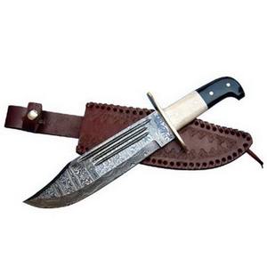 Handmade Damascus Steel Bowie <b>Knife</b> With <b>Bone</b> <b>Handle</b> Grip and Fine Leather Sheath Outdoor <b>Knife</b> Wholesale <b>Knife</b> - Product Image 3