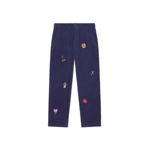 Pantalon en velours côtelé brodé pour hommes et femmes-Pantalon en velours côtelé élégant avec broderie et patchwork uniques, idéal - Product Image 1
