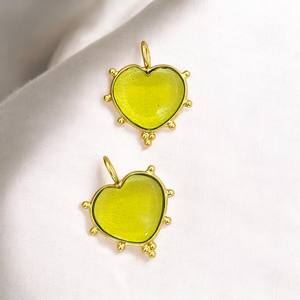 Pendentif en quartz citrine en forme de cœur gonflé, argent 925 plaqué or, serti de pierres, pendentifs pour la fabrication de bijoux, fournisseur de bijoux en gros en provenance d'Inde - Product Image 1