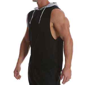 Débardeurs respirants en coton personnalisés pour hommes vêtements de sport d'été hiver chemises à capuche sans manches - Product Image 4