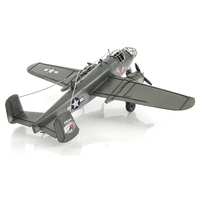 Modèle d'avion à hélice vintage en fer forgé fait main, figurine d'aviation antique, décoration d'avion en métal, objet de présentation artisanal AJ052